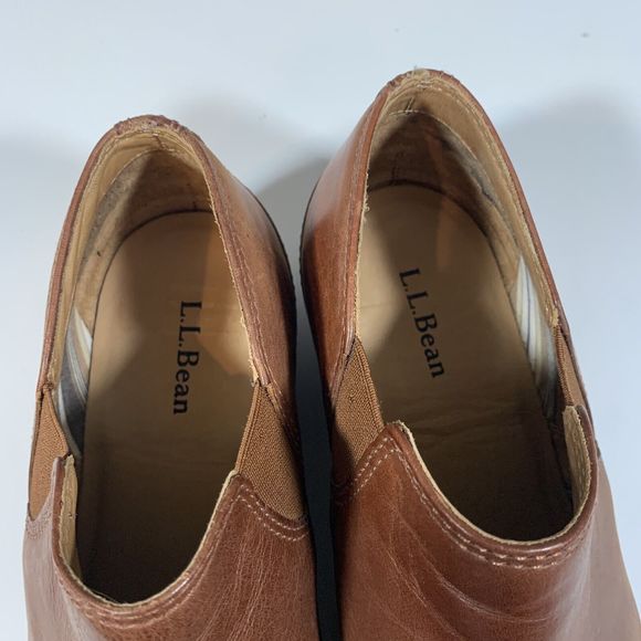 LL Bean Booties Women 7 Brown Leather Ankle Boot Slip On - Picture 7 of 8